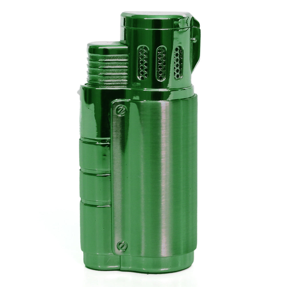 Larchmont Steamboat Triple Torch Windproof butane Lighter with Built-In Punch cutter