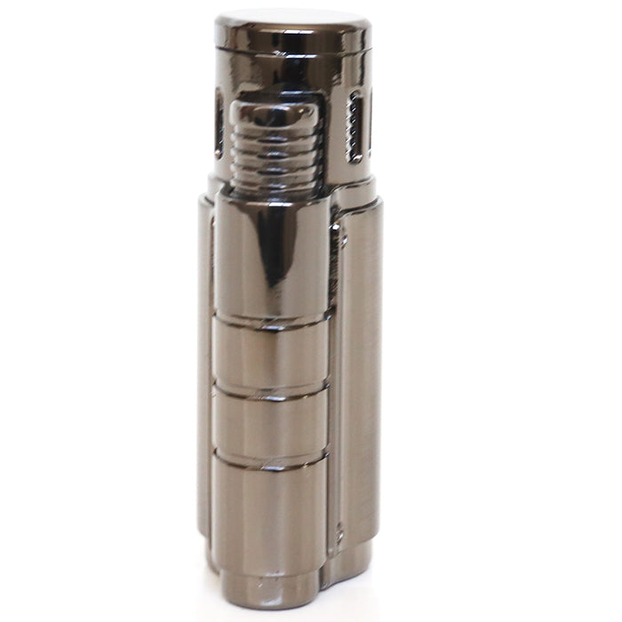 Larchmont Steamboat Triple Torch Windproof butane Lighter with Built-In Punch cutter