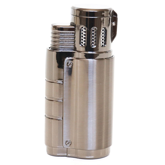 Larchmont Steamboat Triple Torch Windproof butane Lighter with Built-In Punch cutter