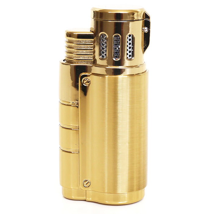 Larchmont Steamboat Triple Torch Windproof butane Lighter with Built-In Punch cutter