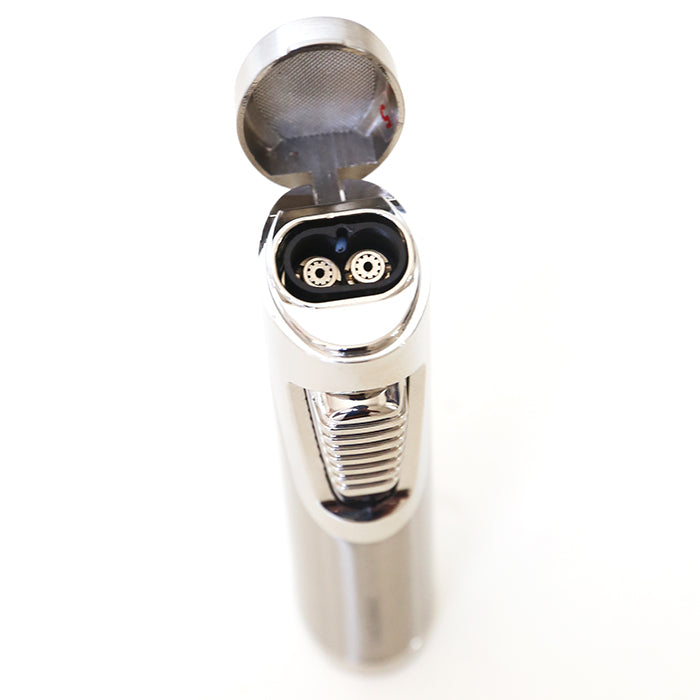 Larchmont Breckenridge Double Torch Windproof butane Lighter with Built-In Punch cutter