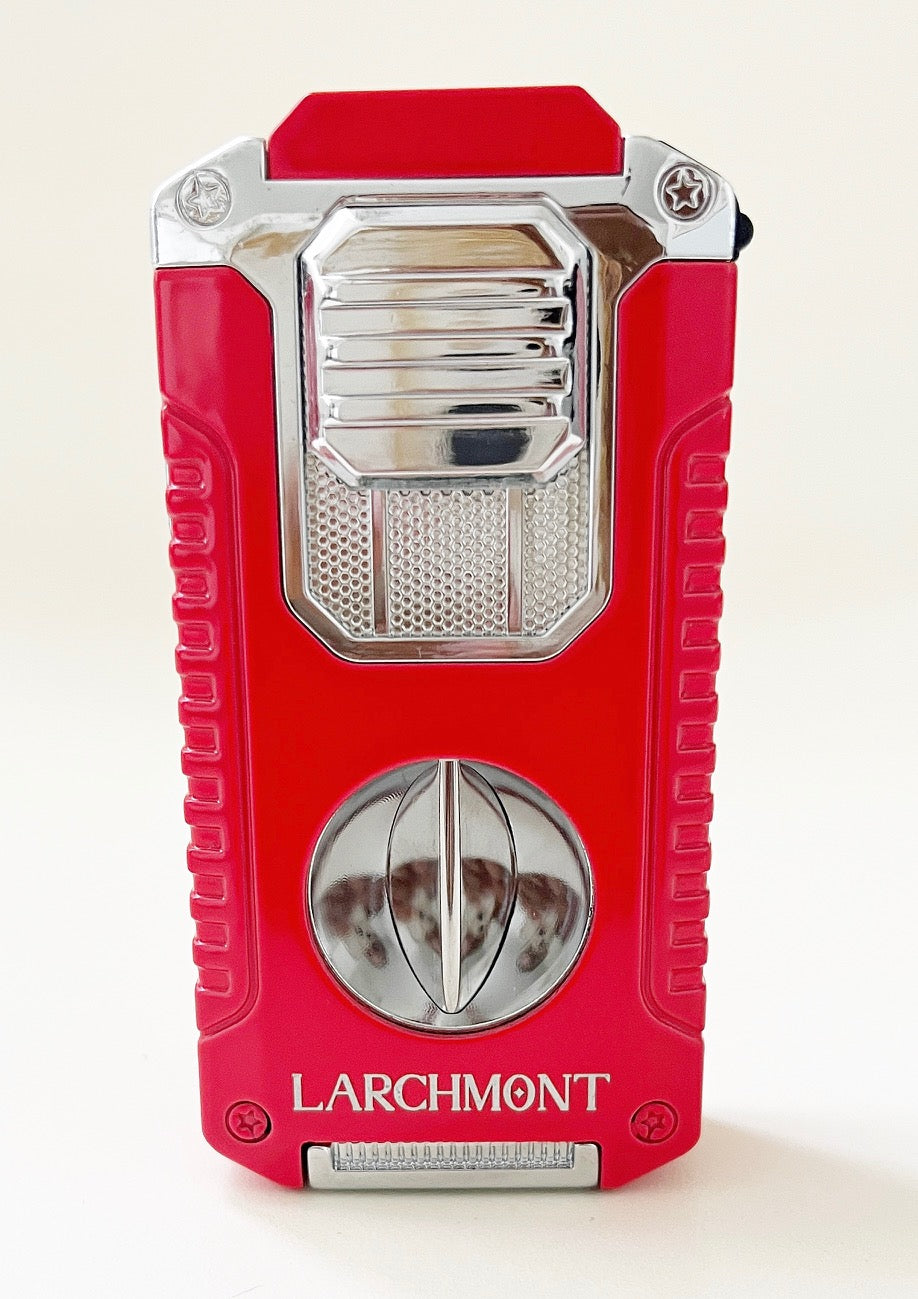 Larchmont Triple Torch Niesko Lighter with Built-in V-Cutter & Punch Cutter - Black