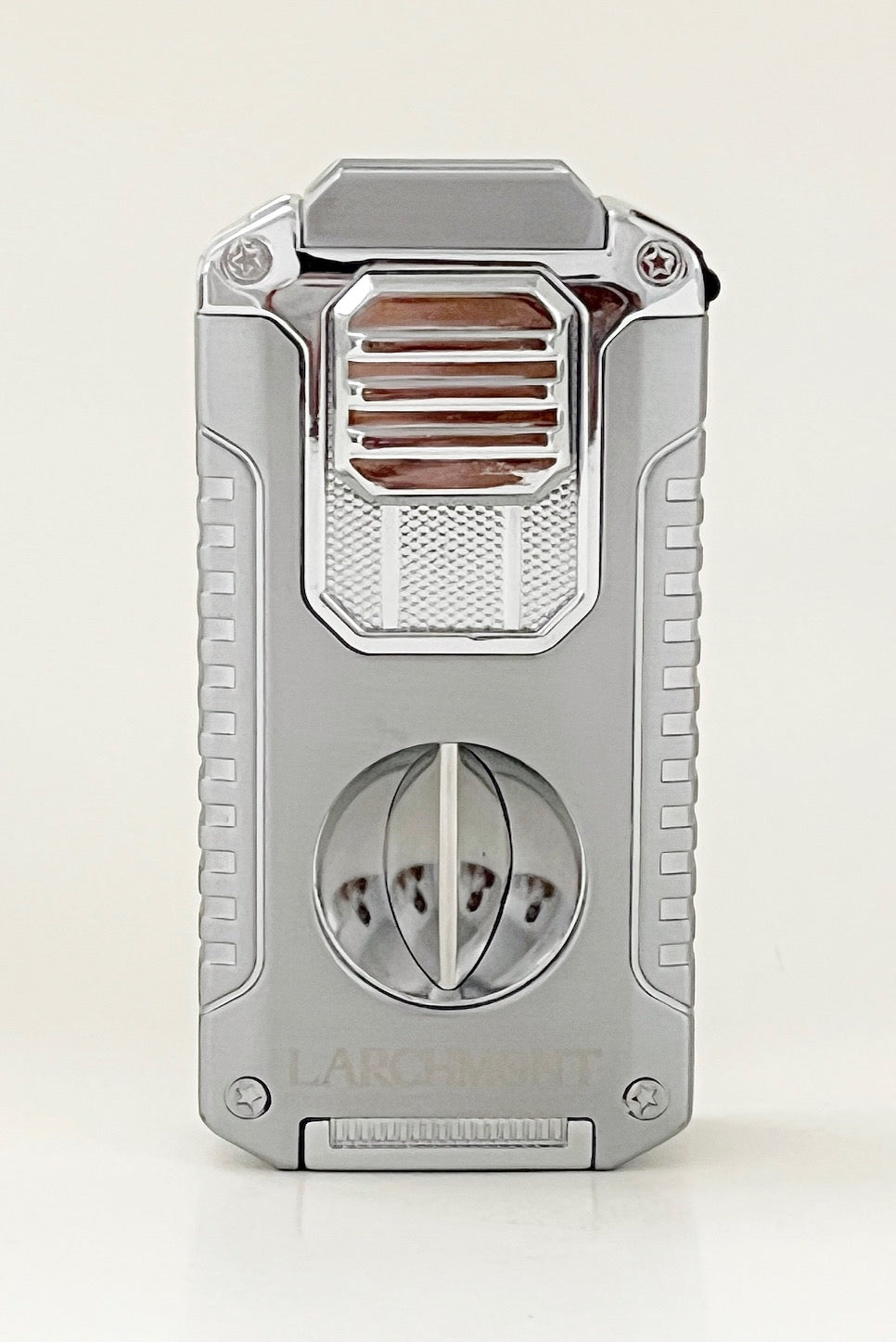 Larchmont Triple Torch Niesko Lighter with Built-in V-Cutter & Punch Cutter - Black