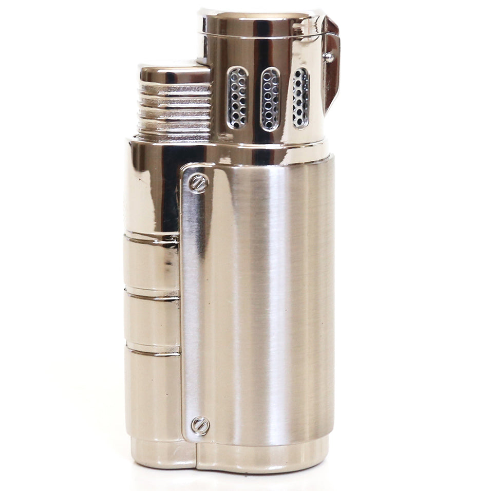 Larchmont Steamboat Triple Torch Windproof butane Lighter with Built-In Punch cutter