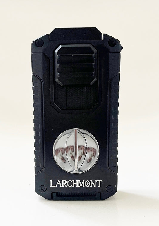 Larchmont Triple Torch Niesko Lighter with Built-in V-Cutter & Punch Cutter - Black